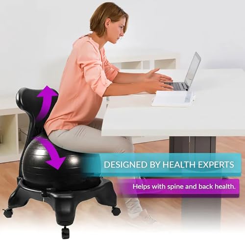 YXCUSAM Yoga Ball Chair, Multifunctional Balance Ball Posture Chair, Fitness Ball Chair with Back Support for Adults/Pregnant Women