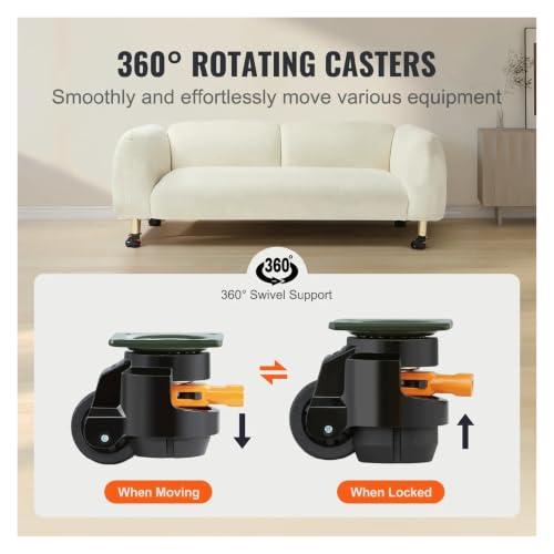 4 Pcs Leveling Casters Heavy Duty Swivel Caster Wheels