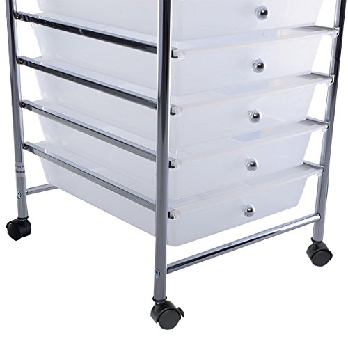 Giantex 10 Drawer Storage Cart Rolling Cart File Scrapbook Paper Mobile Organizer for School Office (Clear)