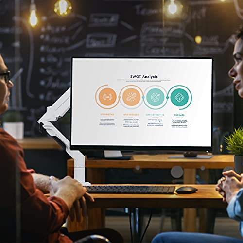 Relaxdays Bracket, Table Screen Mount for 1, 17-36 Inches, VESA 75/100, Moveable Monitor Arm White, 17-36"