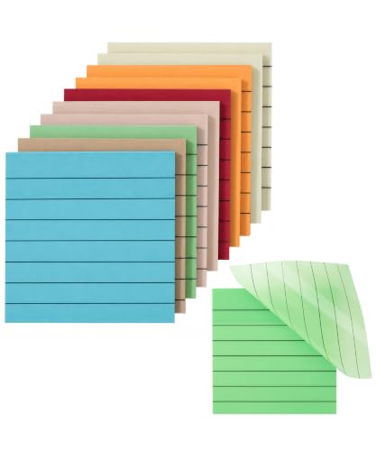 Mr. Pen- Transparent Sticky Notes, 3"x3", 10 Pads, 7X Lined, 3X Blank, 500 Sheets, Vintage Color