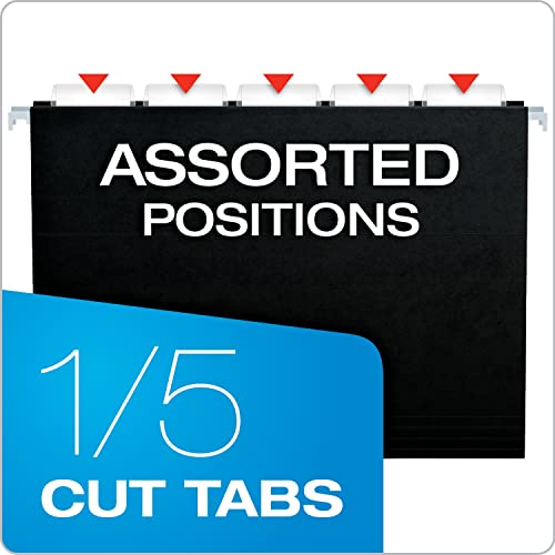 Pendaflex Black Hanging File Folders, 1/5 Cut Adjustable Tabs, 50 Pack