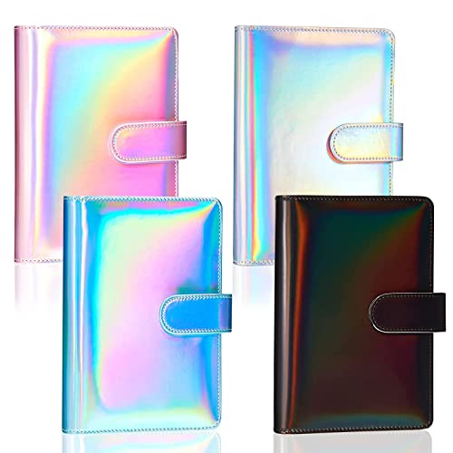 QERTYHKK 4 Pieces A6 Notebook Binder Cover, Refillable 6 Planner Journal Organizers with Magnetic Buckle Closure for Filler Paper