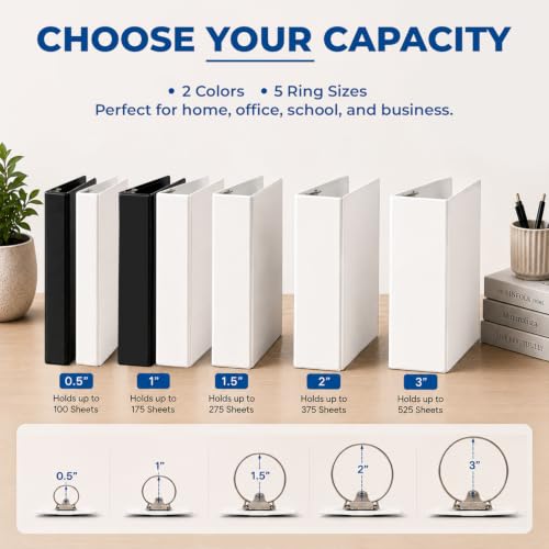 Rosmonde Bulk 3 Ring Binder 1 Inch, 24 Pack, Bulk View Binder, PVC Free