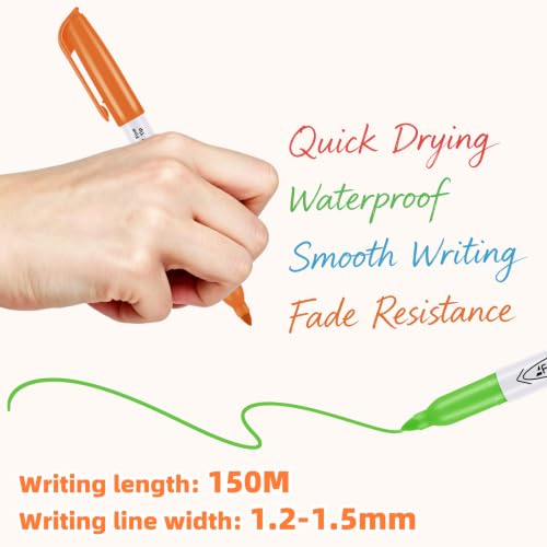Affisure 12 Colors Permanent Markers， 144 Pack colored marker sets, Assorted Colors Marker，Fine Point， Permanent Markers Bulk, Fast Dry, Waterproof, work on Plastic, Glass, Metal, Wood and Stone