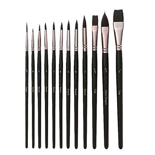 UOHLCX HBJWOV 12PCS Professional Watercolor Paint Brushes Set Artist Synthetic Squirrel Brush Round Tip for Detail, Gouache, Acrylic, Oil