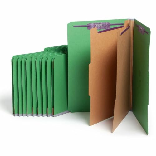 Smead Classification Folders, 2 Divider, Legal, 10/BX, Green