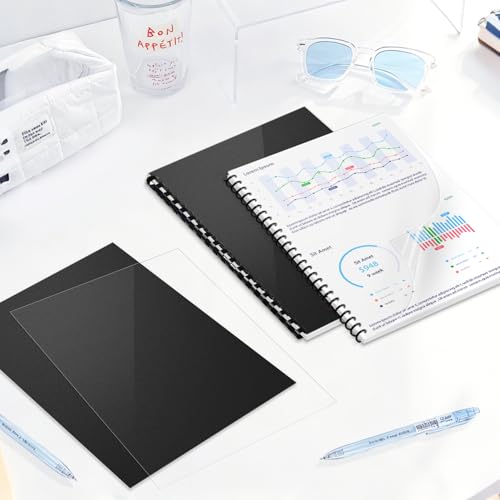 HOUYEE 120Pack Binding Covers and Backs Set, 8.5x11" 10Mil PVC & 12Mil Poly
