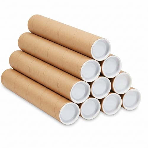 Anscher 12-Pack Mailing Tubes with Caps 2x15-Inch