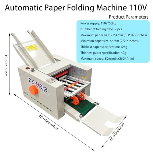 DINENOVATE Automatic Paper Folding Machine 8.3x16.5in Max Size 262ft/min