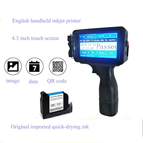 Kunxilin Electronic CO. English Version Portable Inkjet Printer Handheld Inkjet Printer Date Logo Printing Intelligent Touch Screen USB Photoelectric Interface