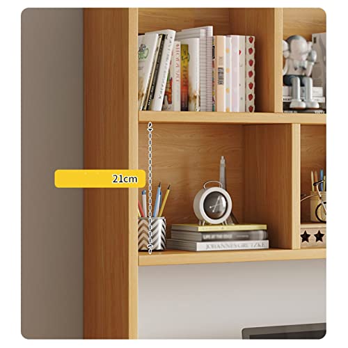 Bookcase Desktop Bookshelf Organizer Wood Countertop Bookcase Storage Display Rack Office Supplies Desk Organizer Desk Organizer Literature Photo Display Rack, Light Brown Modern(L80xD20xH80cm)