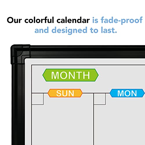 JILoffice Magnetic Calendar Whiteboard & Bulletin Corkboard Combination, Combo Board 24 x 18 Inch, 2 Pack, Black Aluminum Frame Wall Mounted Board for Office Home and School with 10 Push Pins