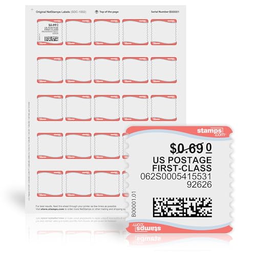 NetStamps Printable Postage Stamps, Original, 250 Sheets, 6000 Labels
