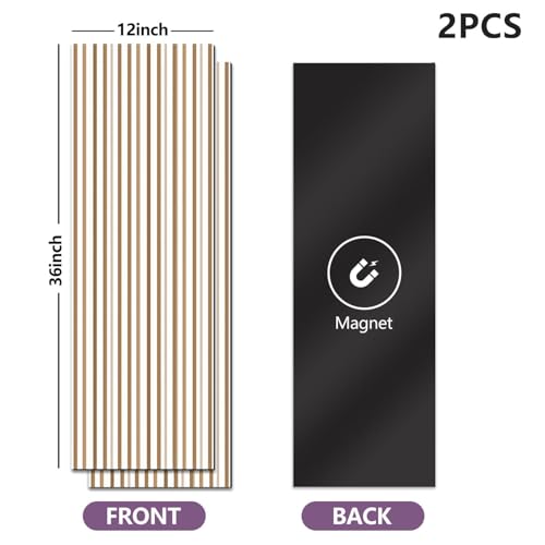 2 Pcs Locker Magnetic Wallpaper wood panel wall Realistic wooden light brown vertical planks white 12" x 36" Wall Magnetic Sticker Removable Locker Accessories Decor Easy Install for Office School