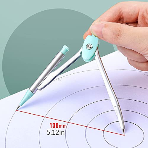 DUHTFCY Geometry Set Protractor and Compass Set Compass Protractor Set Compass School Math Compass and Protractor Geometry Set 7 Pcs Compasses and Protractor (Pink)