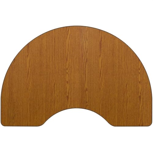 BOWERY HILL Kidney-Shaped Mobile Activity Table, 31" x 72", Oak Finish, Scratch and Stain Resistant Surface, Adjustable Chrome Steel Legs, Durable Classroom or Meeting Room Table, Seating for 6-8