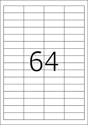 TopStick 8730 Multi-Purpose Labels, 64 Labels Per A4 Sheet, 48.3 x 16.9 mm, 64000 Labels, Self Adhesive, Mini Stickers for Laser and Inkjet Printers, White
