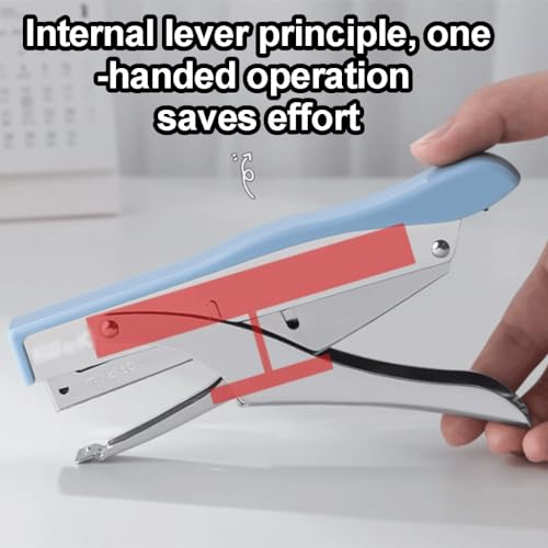 Portable Desktop Staplers,Handheld Stapler Metal and Plastic Less Effort Stapler 150 Staples Capacity Suitable for 24/6 or 26/6 mm Staples (Color : Blue Set, Size : C)