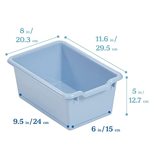 ECR4Kids Streamline 10-Section Hanging Coat Locker with Scoop Front Storage Bins, Natural, Cubby Storage, Powder Blue