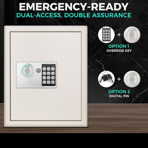 Flexzion Key Box Wall Mount with Code, Key Cabinet, Key Deposit Slot, 40 Key Holder Organizer Locker Case, Colored Key Tags Wall Mounted Lock Box for Keys Storage (Gray)