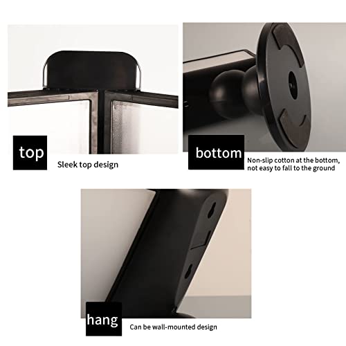 uhyOHF Desktop Reference Organizer - Catalog Display Rack, 10 Double-Sided Display Pockets, 20 Sheet Capacity Desktop Reference and Display System, PVC and Metal Black Flip File Rack, A4(Black