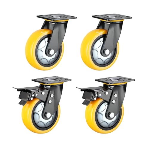 Mavvilo Heavy-Duty Fur Wheels - 4-Piece Set Swivel Casters with Mum-Heavy Polyurethane - Universal Rollers for Smooth Movement On All Floor Types Enhance Comfort & Save Energy,U+B-5In
