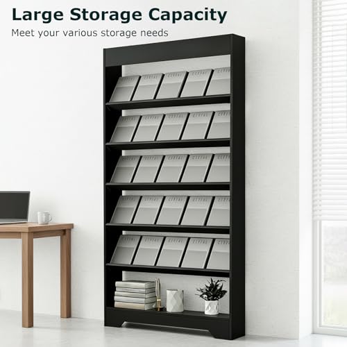 LHIUGE 4-Layer Brochure Display Rack,Freestanding Wooden Magazine Rack,Standing Literature Display Rack Brochure Holder for Home, Office, Retail Display