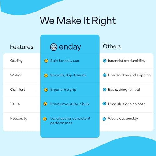 Enday Black Pens Bulk - 240 Long Lasting Premium Quality Ballpoint Pens