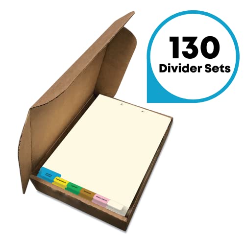 Bottom Tab Medical Chart Dividers, Set of 6, Color-Coded, 2 Boxes/130 Sets