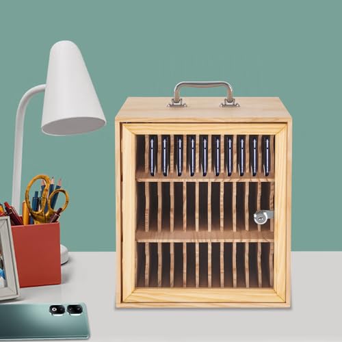 Apexonix Cell Phone Storage Holder Wooden Cell Phone Locker Storage Cabinet Classroom Pocket Chart for Office onference Rooms (36 Slots)