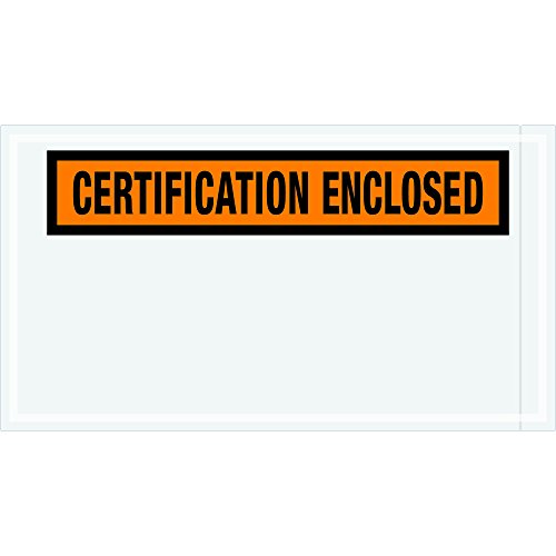 BOX USA BPL439 "Certification Enclosed "Envelopes, 5 1/2" x 10", Orange (Pack of 1000)