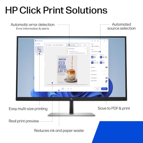 HP DesignJet T210 Large Format 24-inch Poster Printer, for Easy Poster & CAD Printing. Includes up to 1-Year of Ink (8AG32L) - New Model