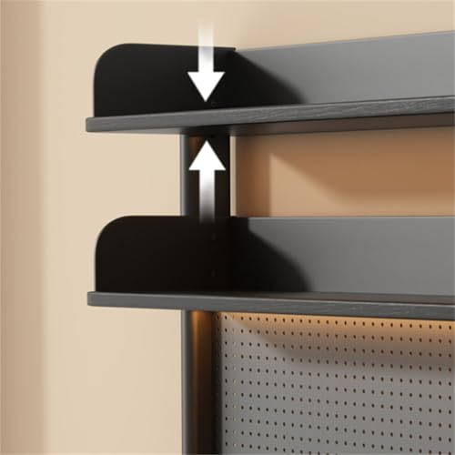 WSNCXFW Clamp on Desk Organizer Shelf with Pegboard, Multipurpose Countertop Hutch Bookshelf Desktop Storage Shelves,for Home Office Dorm Gaming Desk,Black,60cm/23.6in