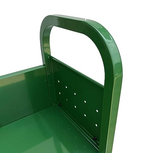 Workington Rolling Book Truck Book Cart with 3 Flat Shelves, Library Book Cart with Swivel Lockable Casters 3001 Green