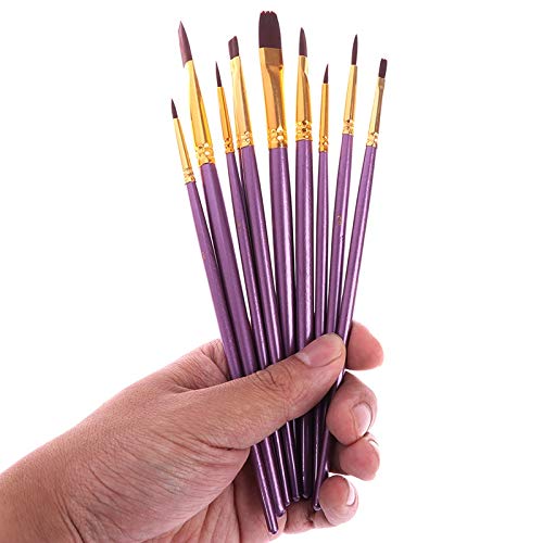HBJWOV 10pcs/Set Artist Paint Brush Set Nylon Hair Watercolor Acrylic Oil Painting Brushes Drawing Art Supplie