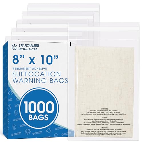8" X 10" (1000 Count) Self Seal Clear Poly Bags with Suffocation Warning