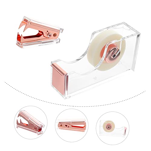 1 Tape seat Nail Remover Shipping Tape Dispenser Clear Tape Holder Paper Tape Dispenser Desk Accessories Staple Puller and Tape Dispenser Stationary Adhesive Tape Alloy Office (Golden 12.00X6.