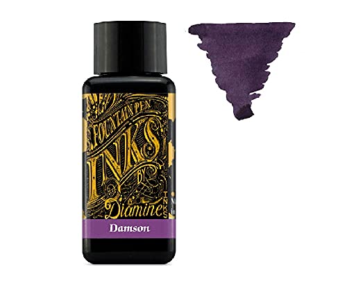 Diamine Fountain Pen Ink 30ml - Colour Wheel - 6 x Bottles, Delamere Green, Macassar, Pumpkin, Damson, Misty Blue, Syrah
