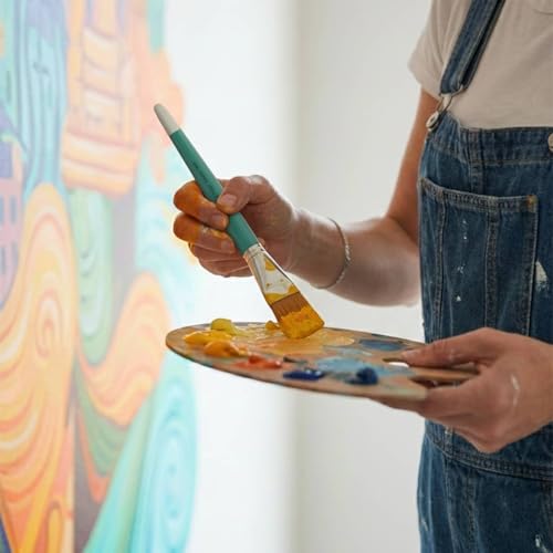 Creative Mark Art Supplies Large Mural Synthetic Golden Taklon Paint Brush - Filbert #30, 40, 50 - Artist Supplies for Acrylics, Watercolors, and Oils - Durable, Resilient, Seamless Ferrules