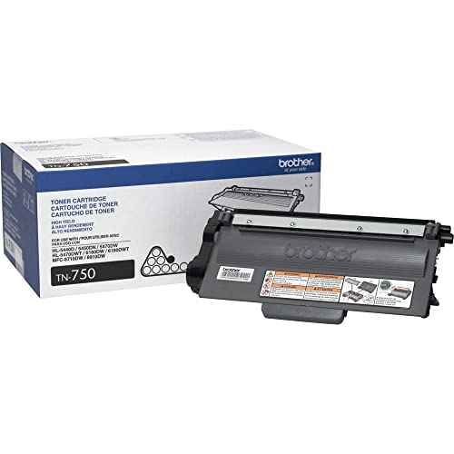 Brother Genuine High Yield Toner Cartridge, TN750, Replacement Black Toner, Page Yield Up to 8,000 Pages, Amazon Dash Replenishment Cartridge