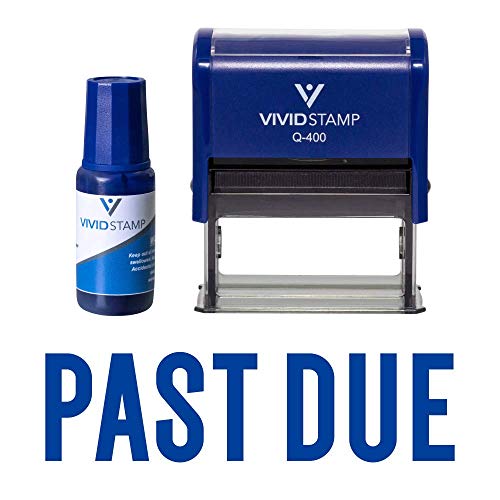 Classic Past Due Self Inking Rubber Stamp Combo with Refill (Blue Ink) - X-Large (10 Pack)