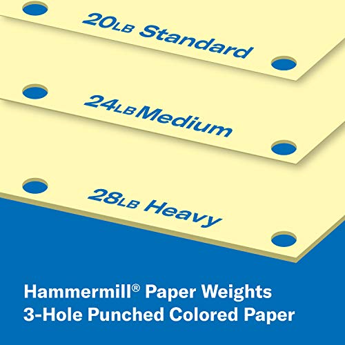 Hammermill Colored Paper, 20 lb Canary Printer Paper, 3 Hole - Made in the USA, Pastel Paper, 102921C - 10 Ream (5,000 Sheets)