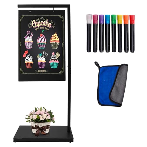 Pubell Chalkboard Signs with Stand, 43" x 18" Hanging Black Metal Easel