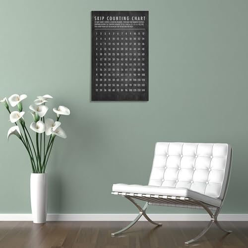 Educational Skip Counting Chart Homeschool Montessori Classroom Posters For Room Aesthetics Canvas Painting Posters And Prints Wall Art Pictures for Living Room Bedroom Decor 20x30inch(50x75cm) Frame
