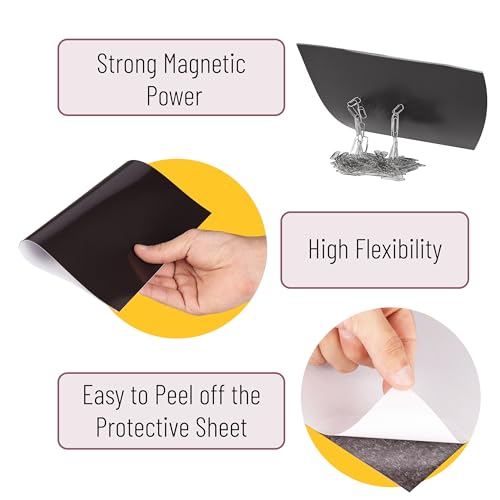 Mr. Pen- Adhesive Magnetic Sheets, 8" x 10", 50 Pack, Cuttable Magnets Flexible Magnet Sheets with Adhesive for Crafts Photos, Classroom Decorations, Easy Peel and Stickers for Planning