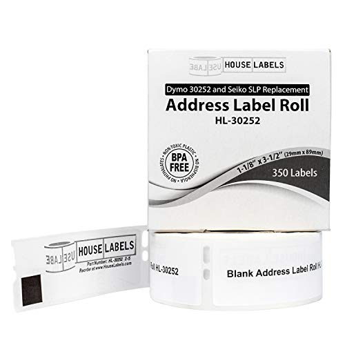 HouseLabels Compatible with Dymo 30252 Labels, 1-1/8" x 3-1/2"
