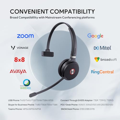Yealink WH62 Mono UC DECT Wireless Headset for IP Phone PC, Zoom Certified