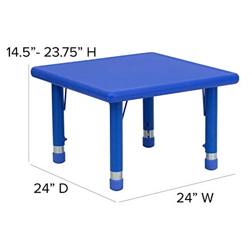 BizChair 24" Square Blue Plastic Height Adjustable Activity Table