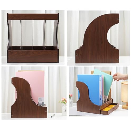 YCYG File Shelf Wooden - File Holder Racks, File Organizer, Desktop File Folder Paper Sorter, Multifunction File Holder, Solid Wooden